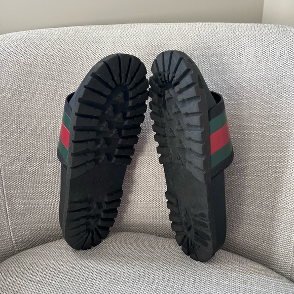 GUCCI MEN’S WEB RUBBER SLIDE SANDAL - Picture 4 of 6